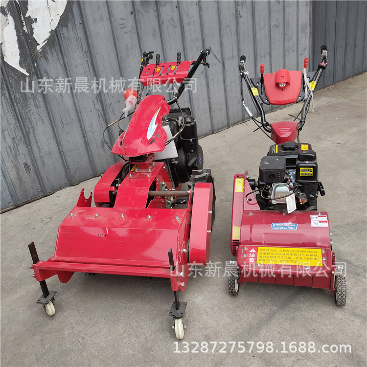 农用手扶碎草还田机 电启动柴油碎草机前置式割草机