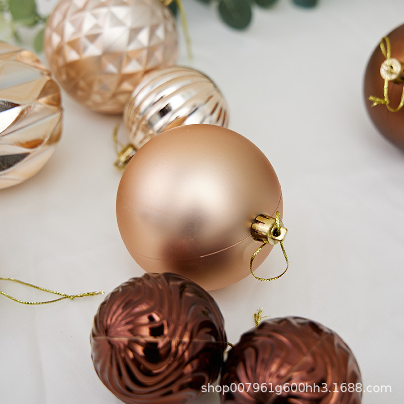 Colgante de Navidad transfronteriza 6 / 8cm bola chapada mate Navidad champaña decoración roja dorada colgante de Navidad