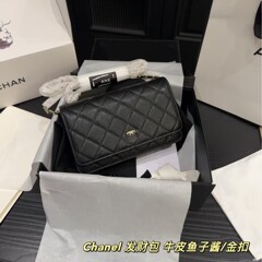 2025新款小香风真皮荔枝纹发财包小众设计高质量链条单肩斜跨女包