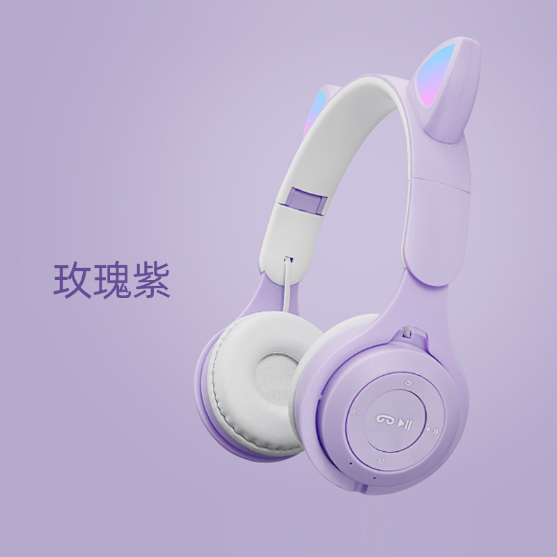 Luminous Cat Ear Headset Bluetooth Headset New Binaural Gaming Headset Bass Macaron Wireless Bluetooth Headset Luminous Cat Ear Headset Bluetooth Headset New Binaural Gaming Headset Bass Macaron Wireless Bluetooth Headset