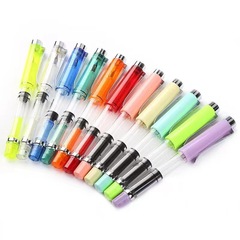 Directly supplied from the factory, 8 types of transparent color plastic piston ink-absorbing pens for office use, ink storage pens for middle and high school students