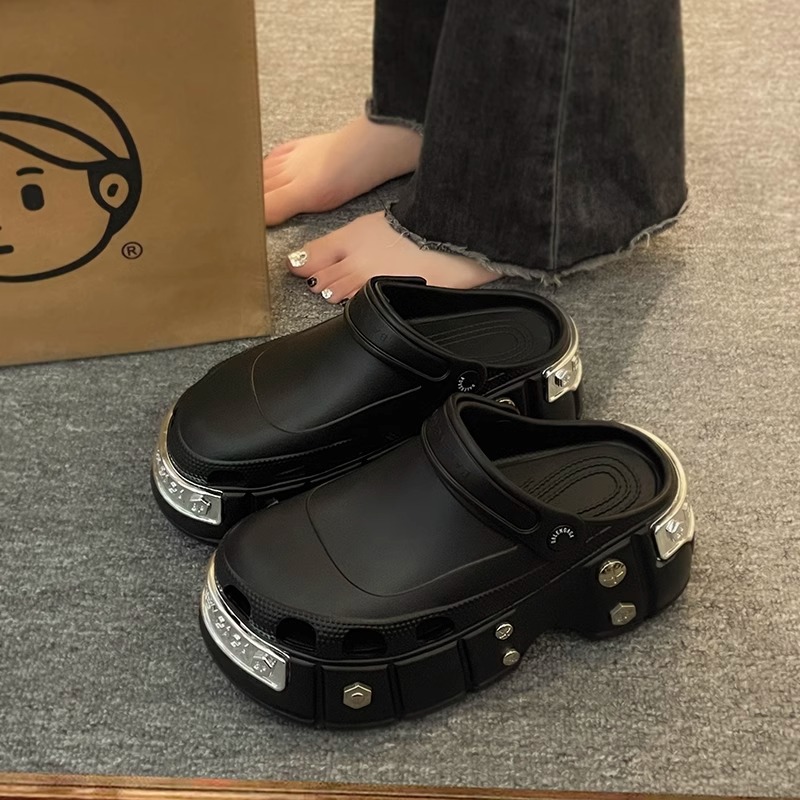 2025 New European Style Platform Clogs Thick Sole Men's Couples Closed-Toe Slippers Women's Non-Slip Odor-Resistant_vogvips.com