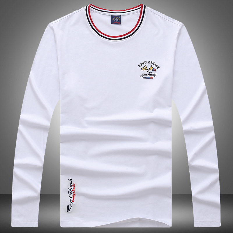 【PA标】肯迪鲨鱼国际男装秋季纯色长袖t恤圆领青年潮衣服打底866