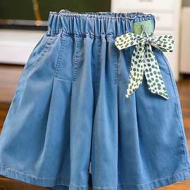 巴拉巴柆女童短裤夏季外穿2024新款中大童时髦洋气薄牛仔五分儿童