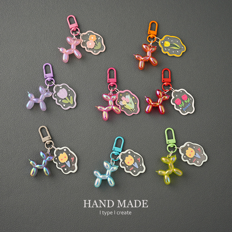 En línea de la celebridad del color del caramelo DIY globo perro colgante burbuja perro bolsa de adornos lindo llavero de regalo de Alta sentido de la muchacha