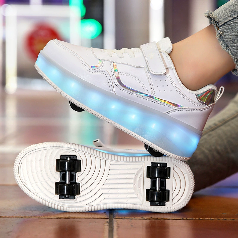 Детские Heelys с 4 колёсами и подсветкой, светящиеся роликовые кроссовки для мальчиков и девочек, размеры 28–40