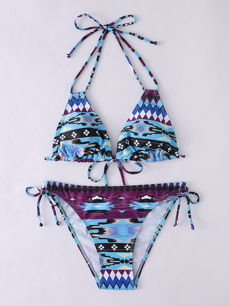84g Weight Comfort Feel Of Sensation Low Waist Panties Waist Briefs Panties Style Bralette Bra Category Polyester Fabric Type 2 Pieces Set Quantity Swimming Pool, Beach Occasion Comfort Function Ditsy Floral Pattern Triangle Cup Bra Cup Women's Gender Women's Ditsy Floral 2 Pieces Set Bikinis Swimwear 18