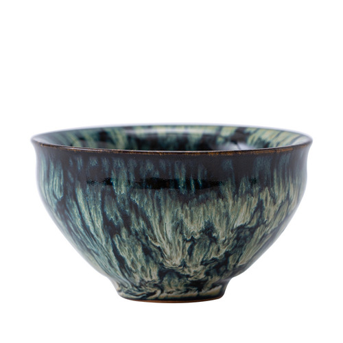 Yao change ceramic single cup Jianzhan Tianmu glaze tea cup tea bowl creative personal master cup large size tasting cup straw hat cup 