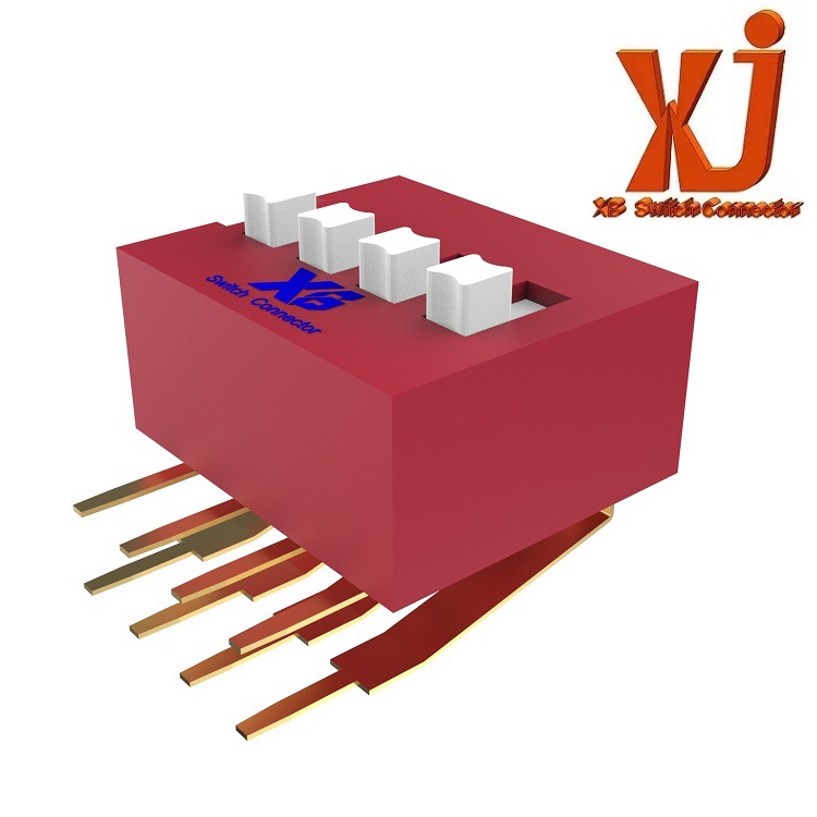 DIP弯脚型4位拨码开关 四位拨码开关弯脚  4位拨动开关四位