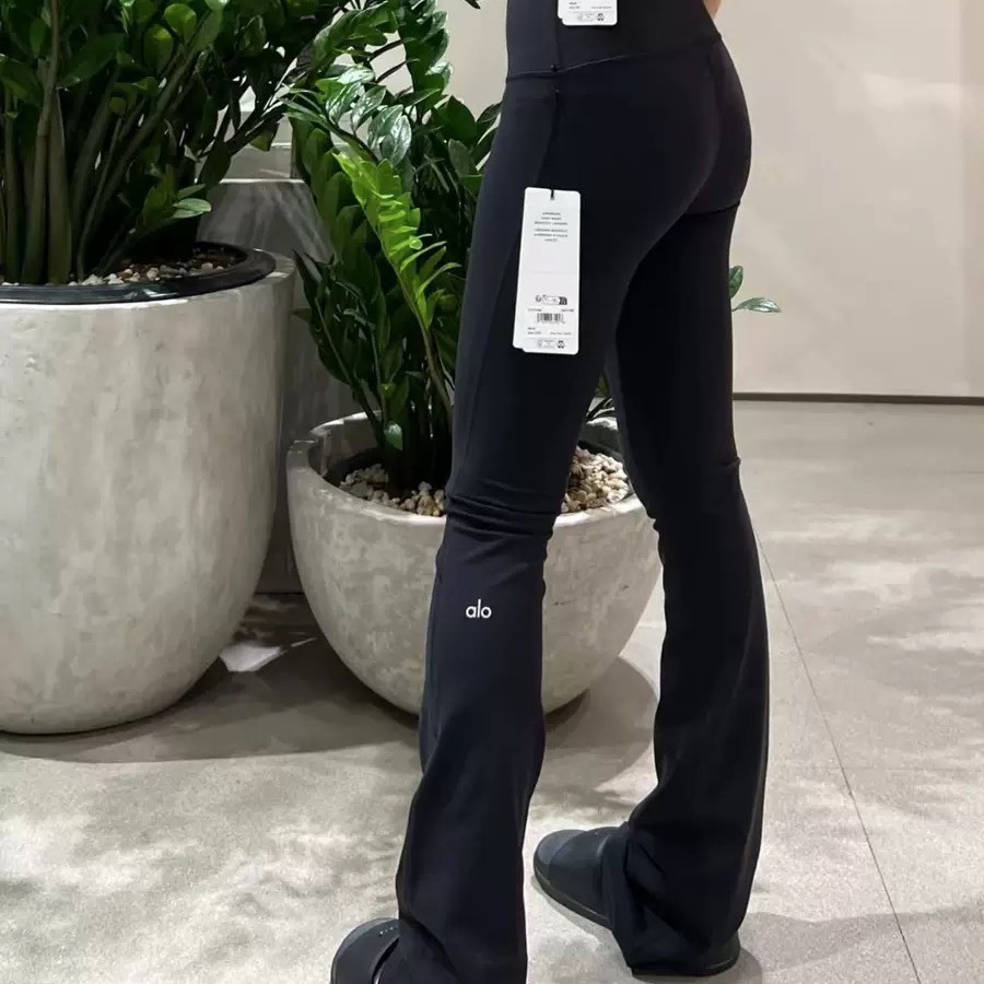 Alo Yoga Micro-Flared Pants for Women, High-Waisted, Slimming Look, Black, Gray and Pink, Quick-Drying, Slim-Fitting Outer Wear, Butt-Lifting Yoga Pants