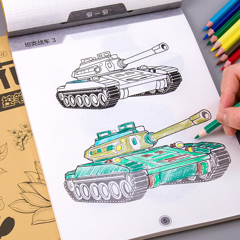 线稿描摹本儿童控笔训练涂色画画本幼儿零基础入门白描画册素描本