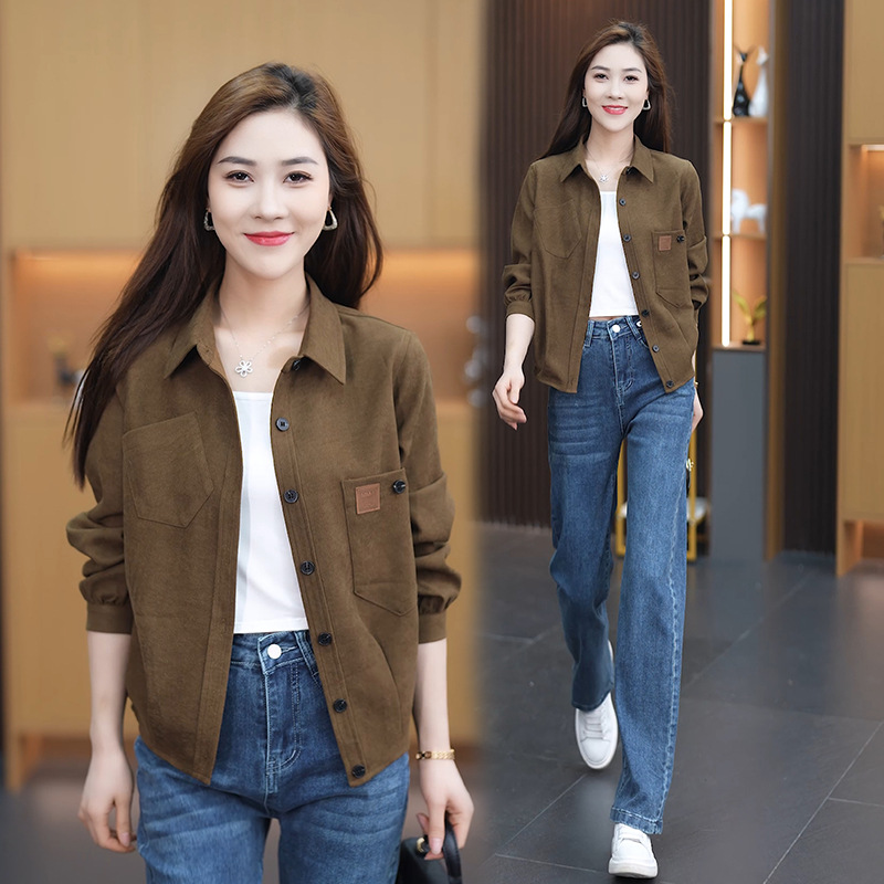 Casual and fashionable short jacket for women 2024 spring and autumn new fashionable brand small versatile shirt jacket top