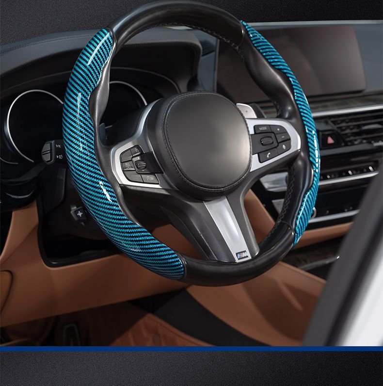 Car steering wheel cover laser pattern carbon fiber pattern car handle cover waterproof sweat-proof non-slip car steering wheel card cover