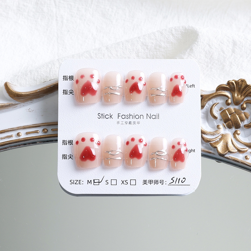 Parche de uñas terminado 2023 nuevo desgaste de uñas de alta calidad cortas pegatinas de uñas azules hechas a mano al por mayor