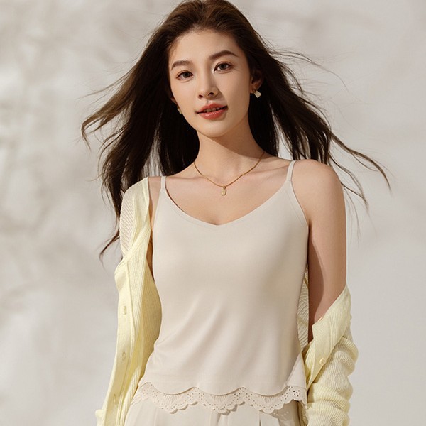 Encaje sin costuras, eslinga de espalda hermosa, ropa interior, almohadilla para el pecho, ropa interior y exterior, seda de hielo, taza fija desnuda, chaleco largo de todo fósforo