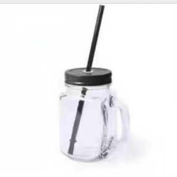 Venta al por mayor Amazon Gallo taza vidrio Mason taza gradiente color mango taza bebida leche té taza imprimible