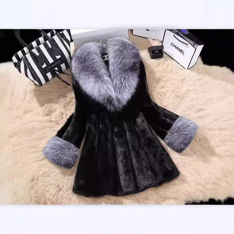 Women's Autumn and Winter New Special Price Fur Coat Imitation Mink Hair Women's Long Coat Fox Hair Big Hair Collar European and American Style