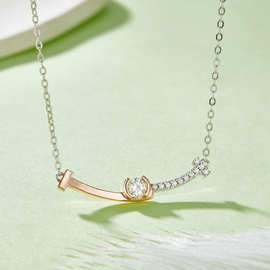 230129012款S925银镀18K双色莫桑钻项链3.5mm/0.2CT