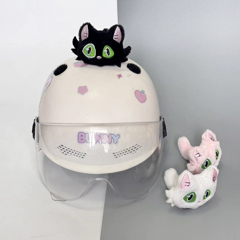 Милый шлем, аксессуары для ушей котенка, быстросъемная наклейка, лыжный шлем, универсальная основа, милая плюшевая наклейка на ухо медведя