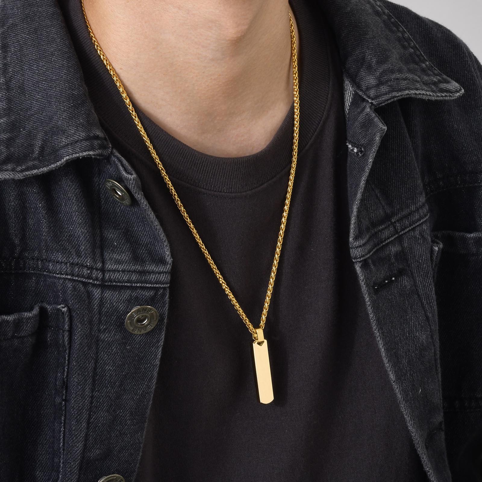 Hip-Hop Rectangle Stainless Steel Pendant Necklace 1 Piece
