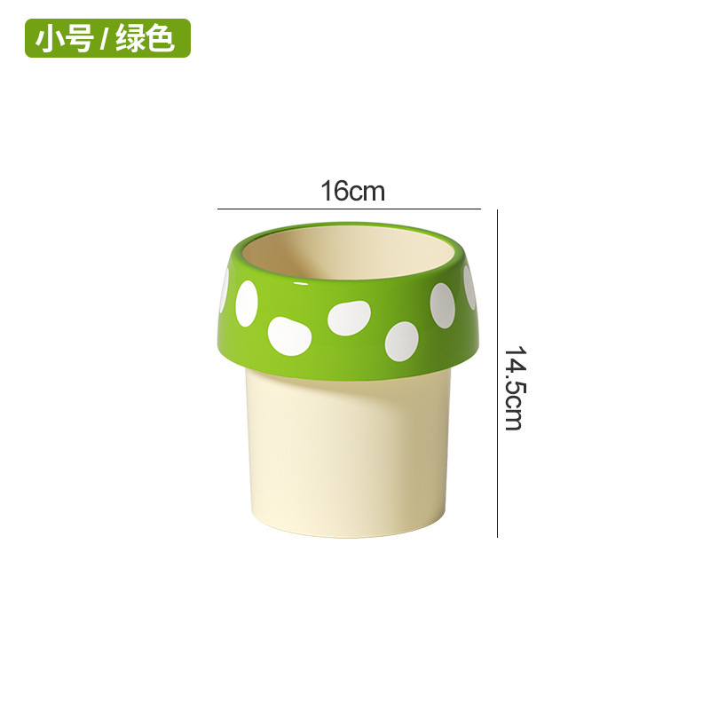デスクトップゴミ箱、家庭用高価値収納バケツ、創造的な小さなキノコの形をした漫画の蓋なしの大容量衛生バケツ|undefined