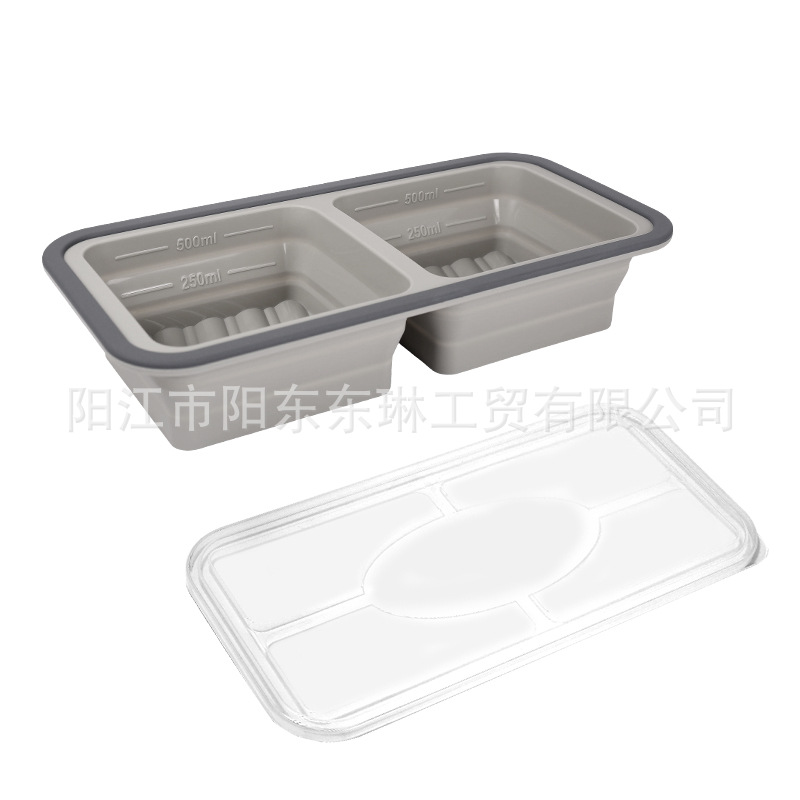 Transfronteriza venta caliente de silicona plegable caja de almuerzo caja de almuerzo caja de preservación de alimentos calentada por microondas caja de envasado