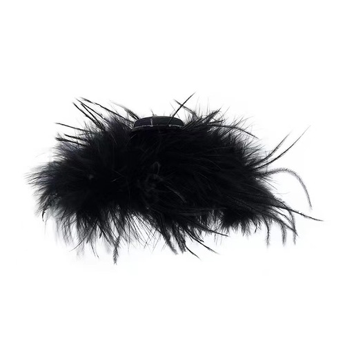 Pure Desire Ins Style Ostrich Feather Clip 13cm Extra Large Shark Clip for Back of Head Hair Clip High-end Hair Clip