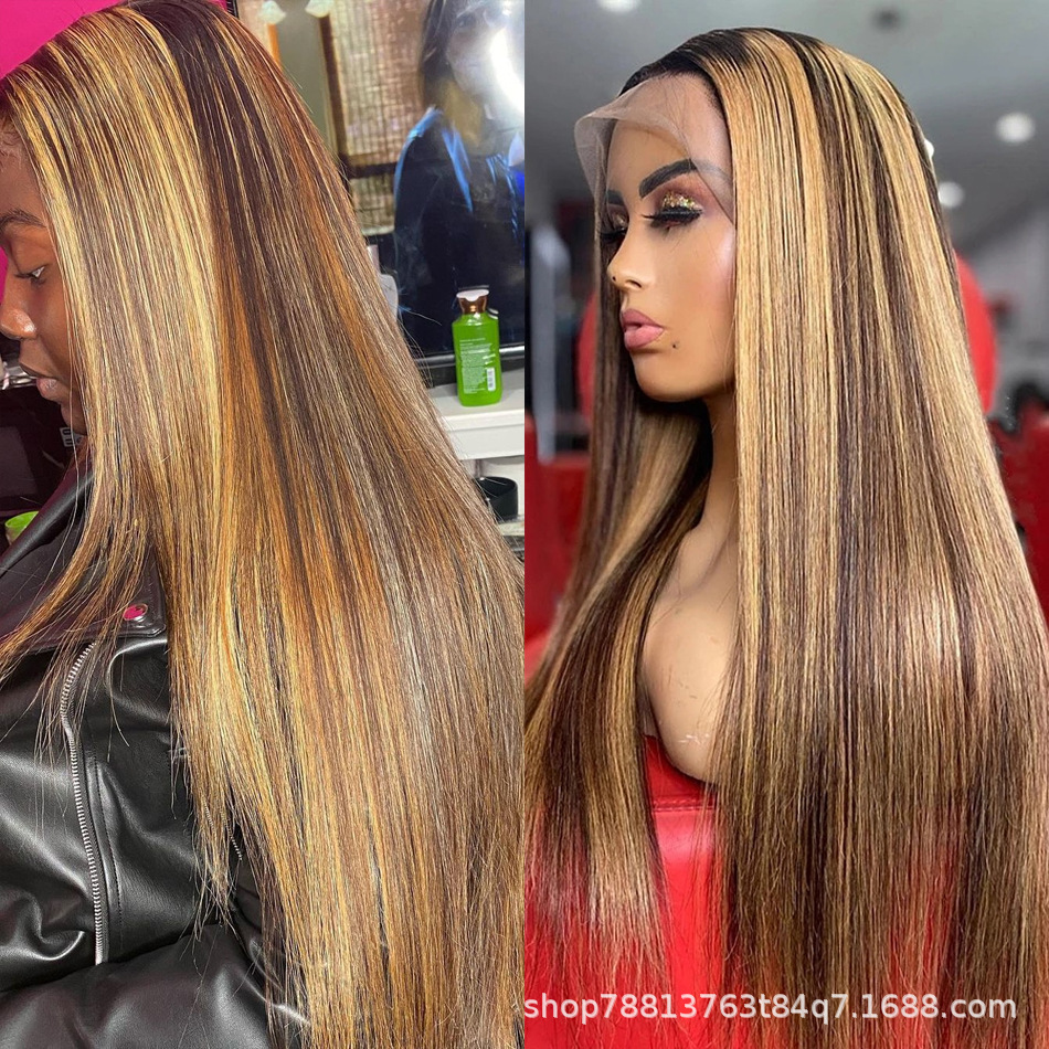 P4/27 piano color recta resalte peluca delantera de encaje peluca