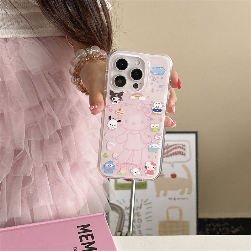 漫画カラフルなスターロングハット KT iPhone16 Apple 15ProMax/14/13 携帯電話ケースガールハートに適しています|undefined
