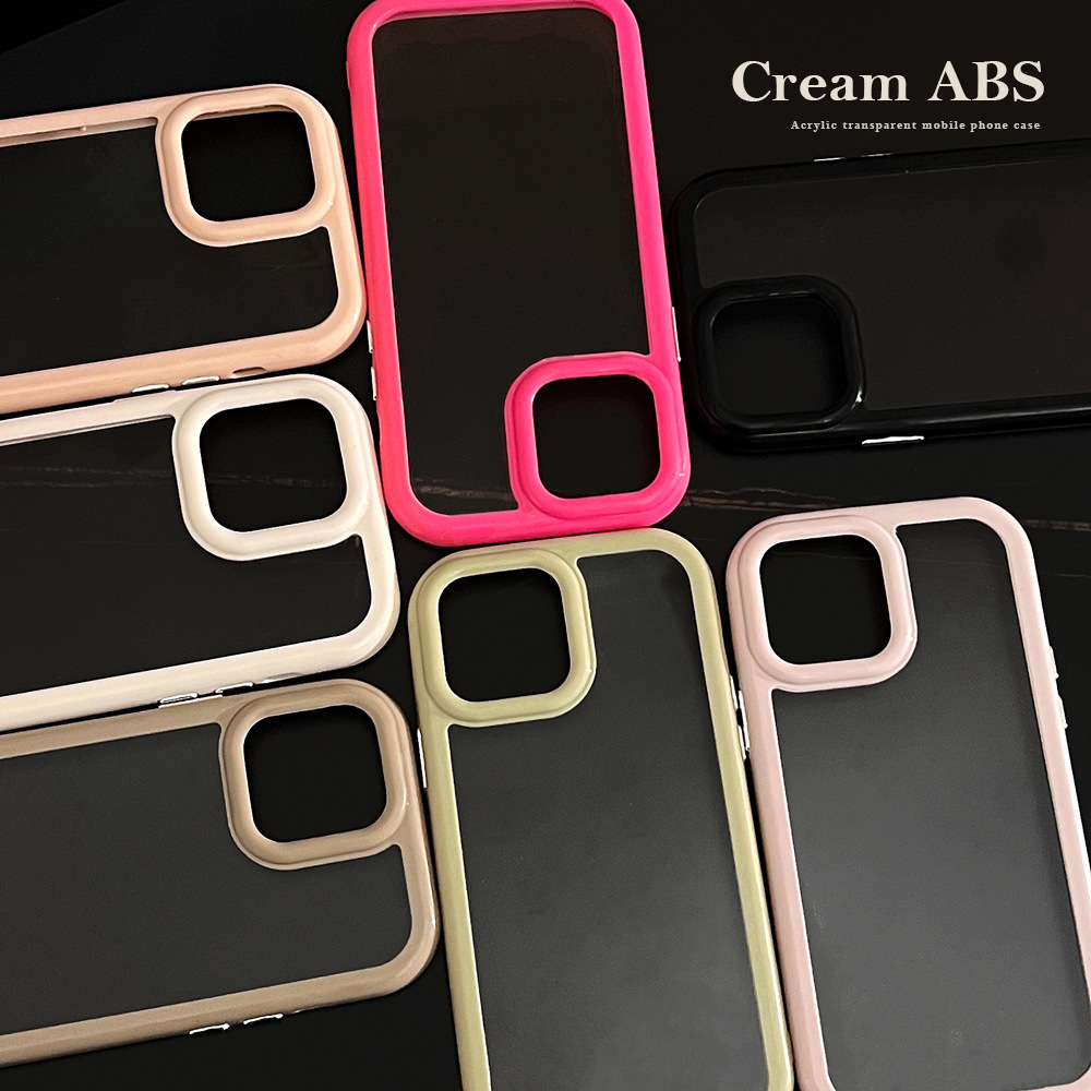 Cream-Colored Case Suitable for 16Promax Apple Phone, Iphone17 Acrylic, 14 Simple and High-End Feel, 13 Hard Case