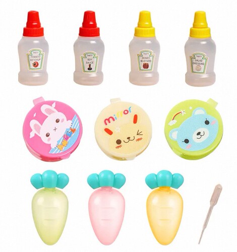 Mini cartoon portable sauce bottle lunch box with Japanese salad dressing ketchup refill bottle plastic squeeze sauce bottle