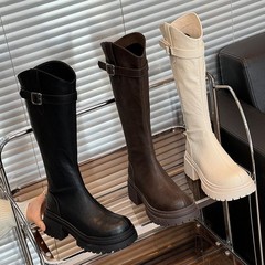 长靴女2025年秋冬新款百搭小个子显瘦平底长筒靴高筒骑士靴