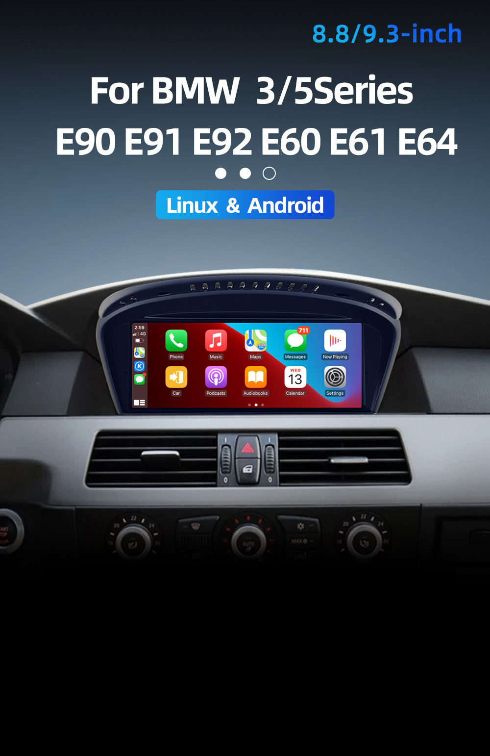 Large Screen Central Control Navigation System Suitable for Bmw 3/5 Series E60 E61 E64 E90 E91 E93 2004-2012