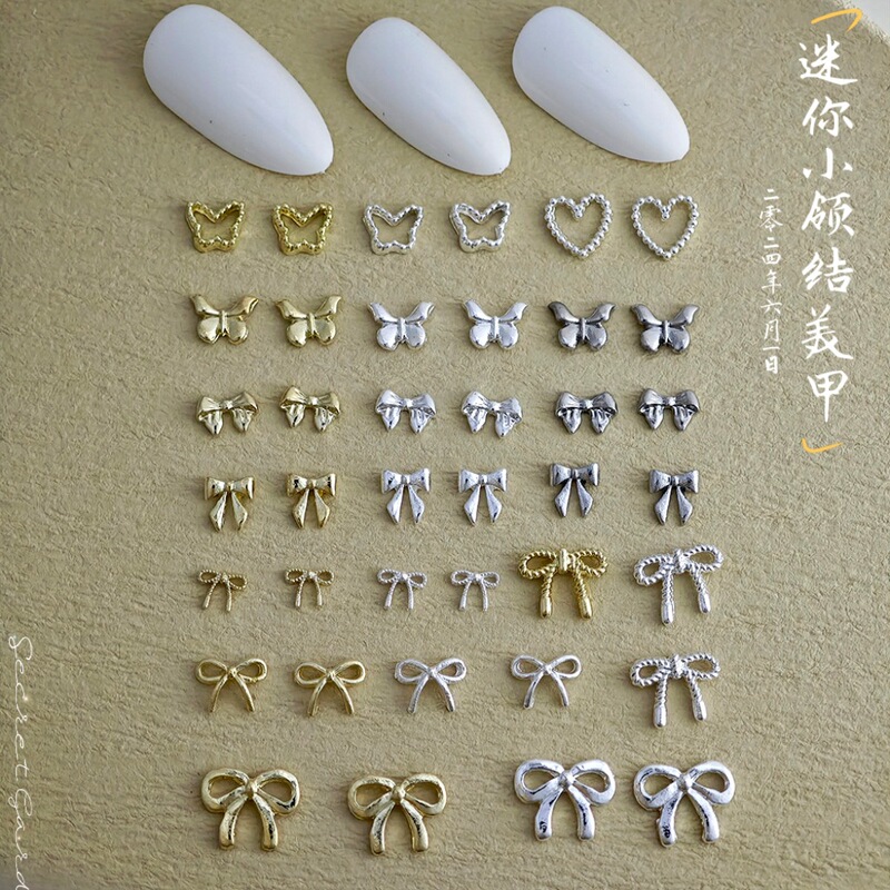 INS Style Mini Bow Nail Art Accessories Internet Celebrant New Three-Dimensional Simple Bow Tie Nail Wearing DIY Accessories