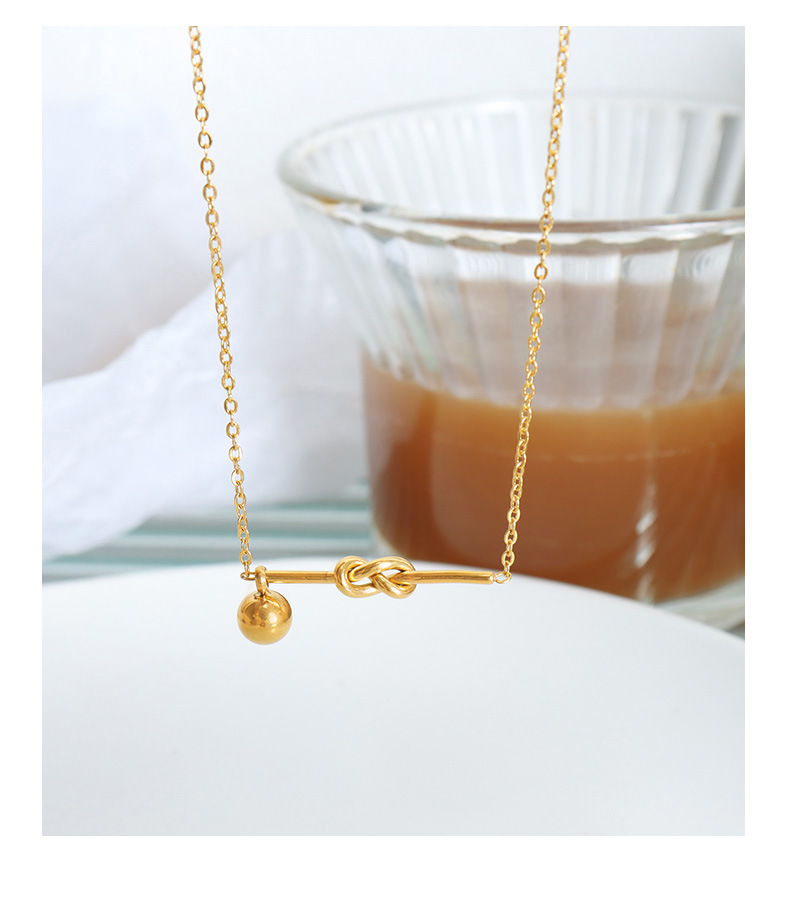 Wholesale Simple Style Knot Titanium Steel 18K Gold Plated Necklace_colorza_5