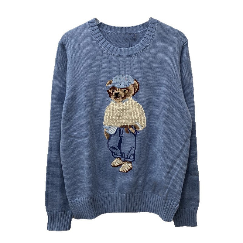 现货发 跨境爆款长期有货有标卡通熊秋冬薄款毛衣女工厂批发