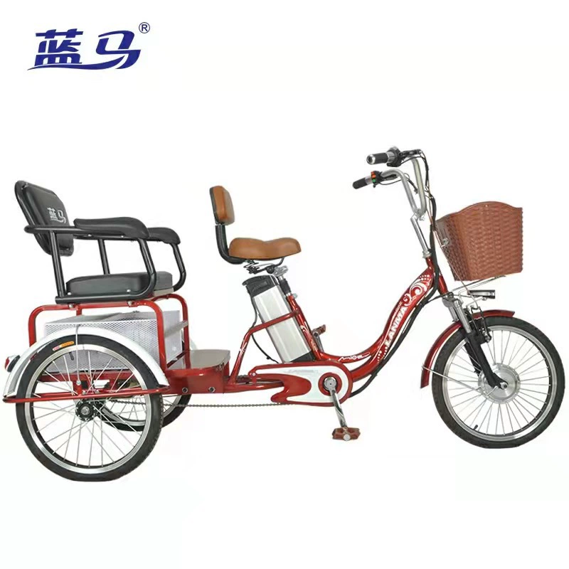 Электрический трехколесный самокат с педалью Blue Horse для пожилых людей, двухместный экскурсионный автомобиль для домашнего использования, может принести людей, чтобы подарить родителям