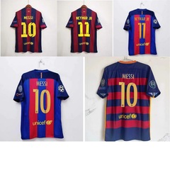 1617 バルセロナ ホーム チャンピオンズ リーグ レトロ No.10 メッシ No.11 ネイマール メモリ ジャージ 半袖 サッカー ユニフォーム