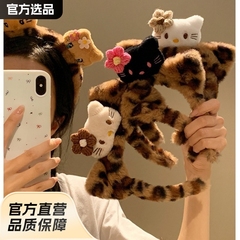 かわいいぬいぐるみヒョウ柄kt洗顔髪フープ頭飾り花子猫頭秋冬髪滑り止めアニメ髪フープ髪飾り
