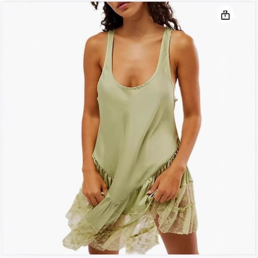 亚马逊春装新款迷你连衣裙蕾丝飘逸短连衣裙无袖连衣裙