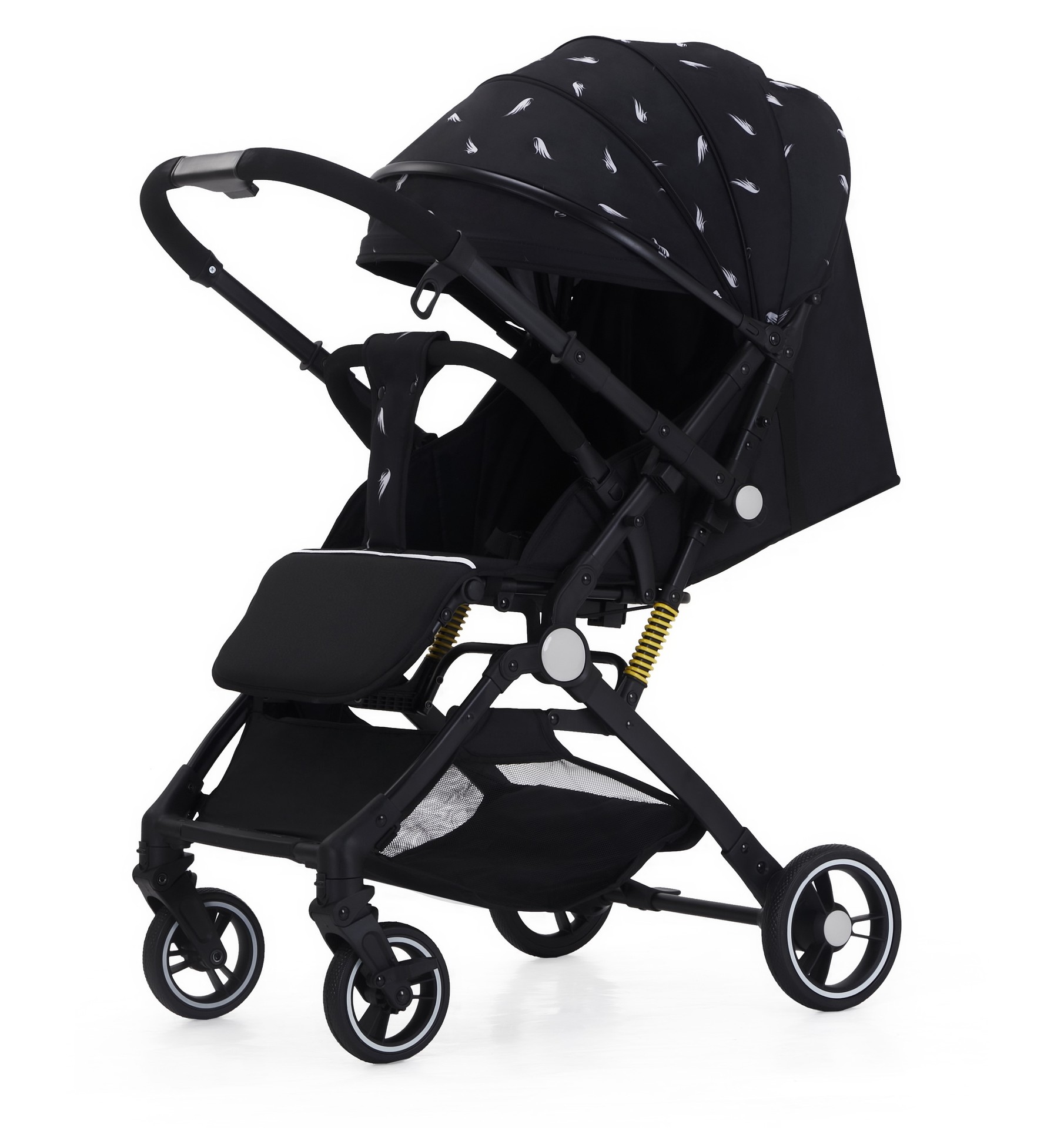 El cochecito de bebé se puede sentar y reclinar. Cochecito de bebé de dos vías, ligero, amortiguador, alto paisaje, un cochecito plegable de tres años con una tecla