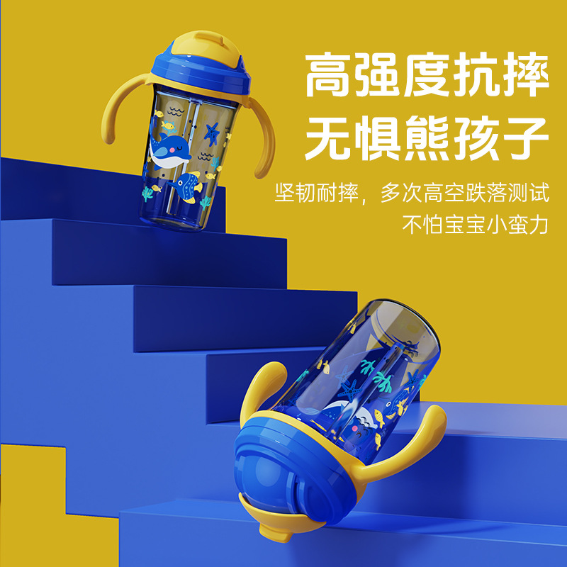 Taza antigoteo de gran capacidad directa de fábrica con tapa y mango aislamiento térmico anti-escaldado anti-caída taza para beber para niños