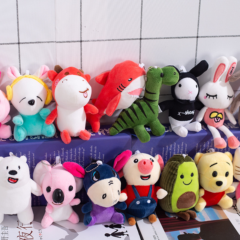 Factory four inch 12cm doll machine grab small doll key chain bag pendant plush toy accessories wholesale