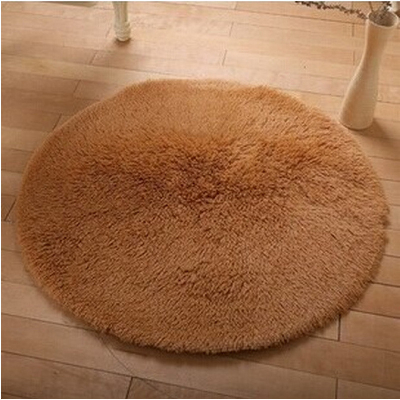 Alfombra de seda redonda de color sólido dormitorio de chicas cestas colgantes almohadilla giratoria piso de sala de estar simple sofá mesa de té almohadilla