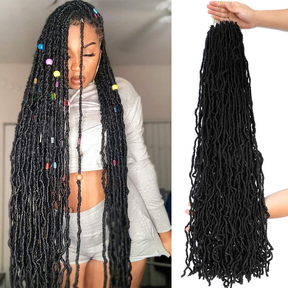 36 pulgadas Nu Locs Crochet Trenzas de Pelo lombriz de tierra curvada Crochet Pelo sucio trenza Peluca de fibra química