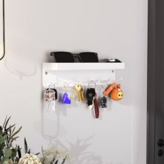 壁掛けキー収納ラック 6 フックトレイ付き磁気キーフックラックドアリアラック列フック卸売