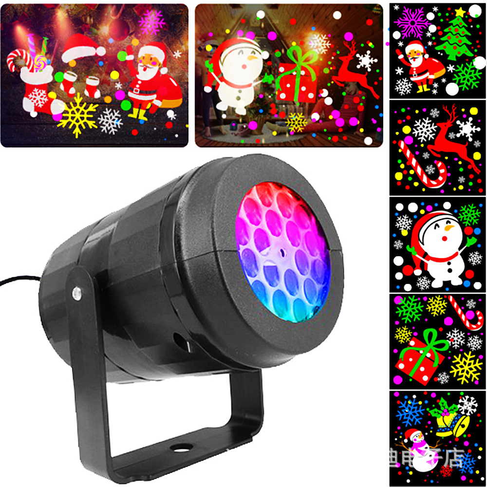 LED lámpara de Año Nuevo Fortuna 16 patrón de Navidad Lámpara decorativa colorida giratoria ambiente de vacaciones copo de nieve lámpara de proyección luz de noche