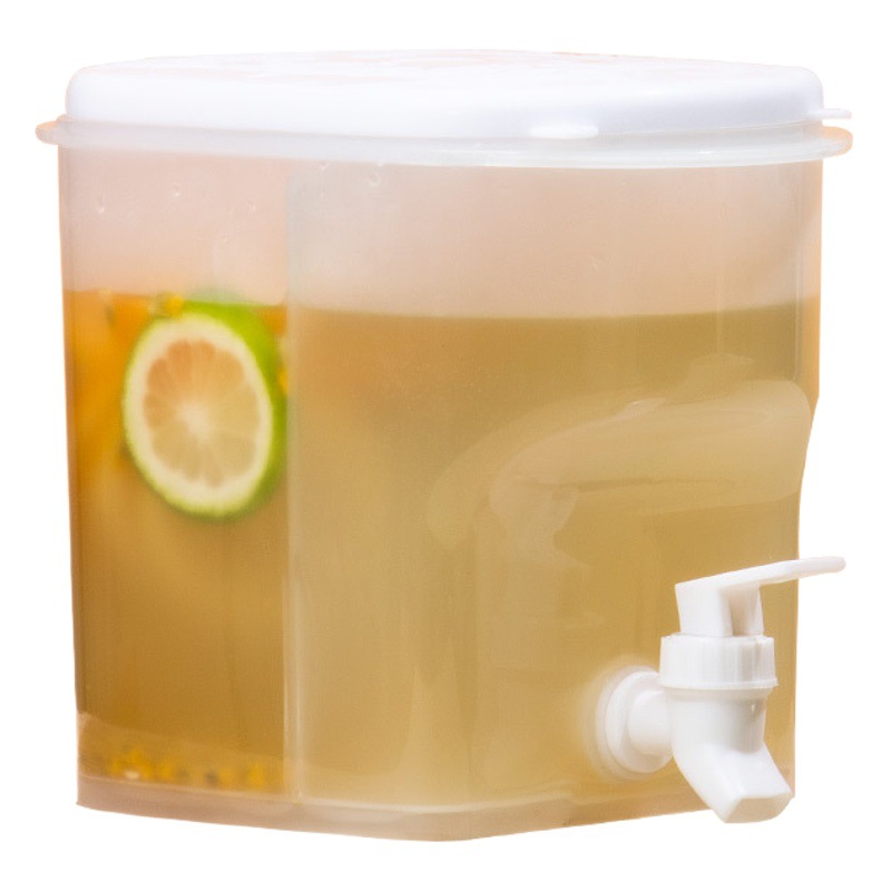 Refrigerador con colador antibloqueo botella de agua fría con grifo jugo de té de frutas limón bebida fría cubo de agua fría en stock generación cabello