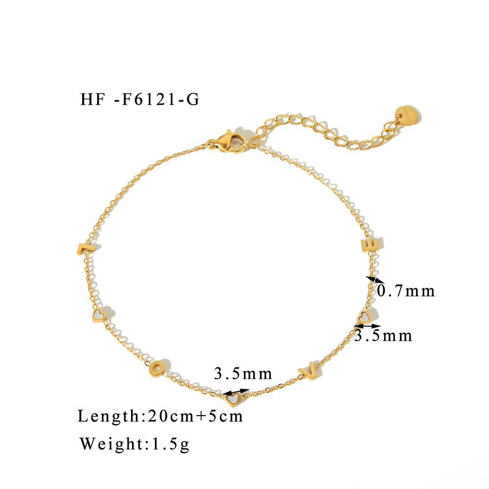 Tobillera LOVE de estilo japonés y coreano con incrustaciones de circón de acero inoxidable, diseño de personalidad de moda versátil, sentido avanzado