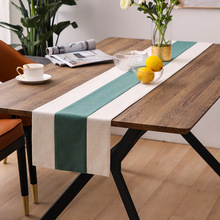 现代简约桌旗绿色轻奢风餐桌布垫茶桌装饰布艺茶席会议桌长条